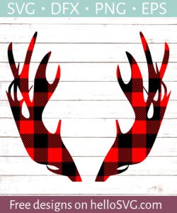 Antlers in Buffalo Plaid SVG - Free SVG files | HelloSVG.com