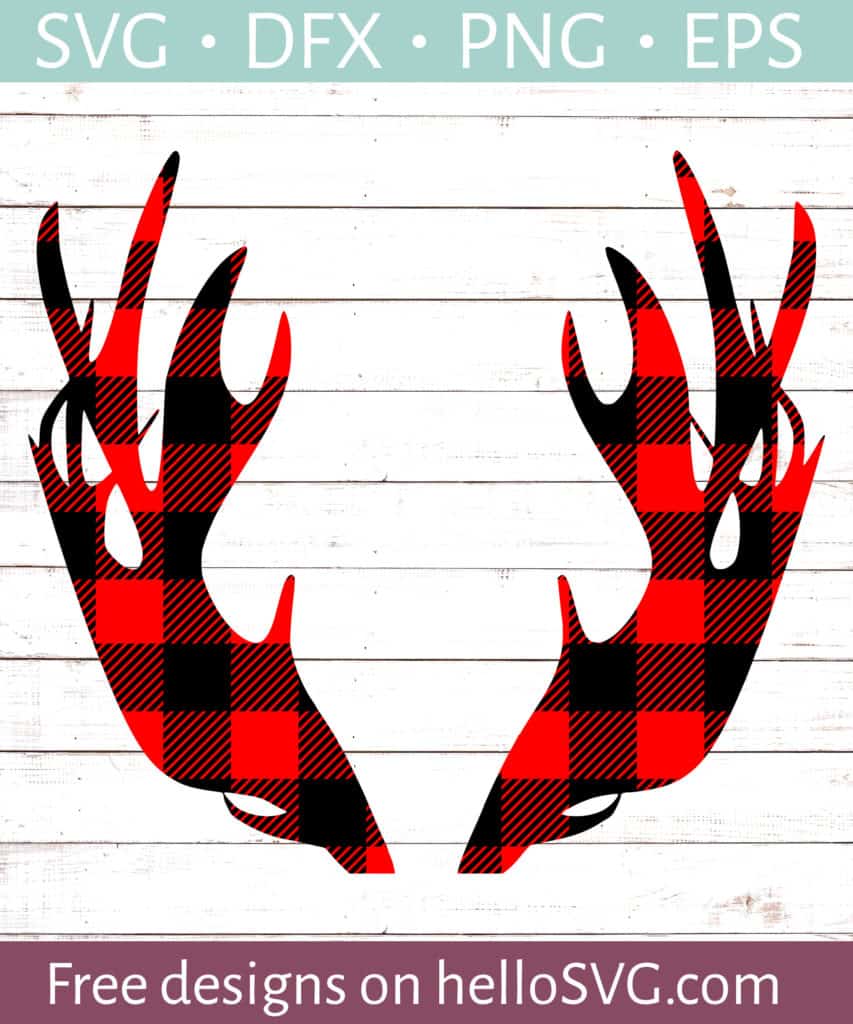 Antlers in Buffalo Plaid SVG - Free SVG files | HelloSVG.com