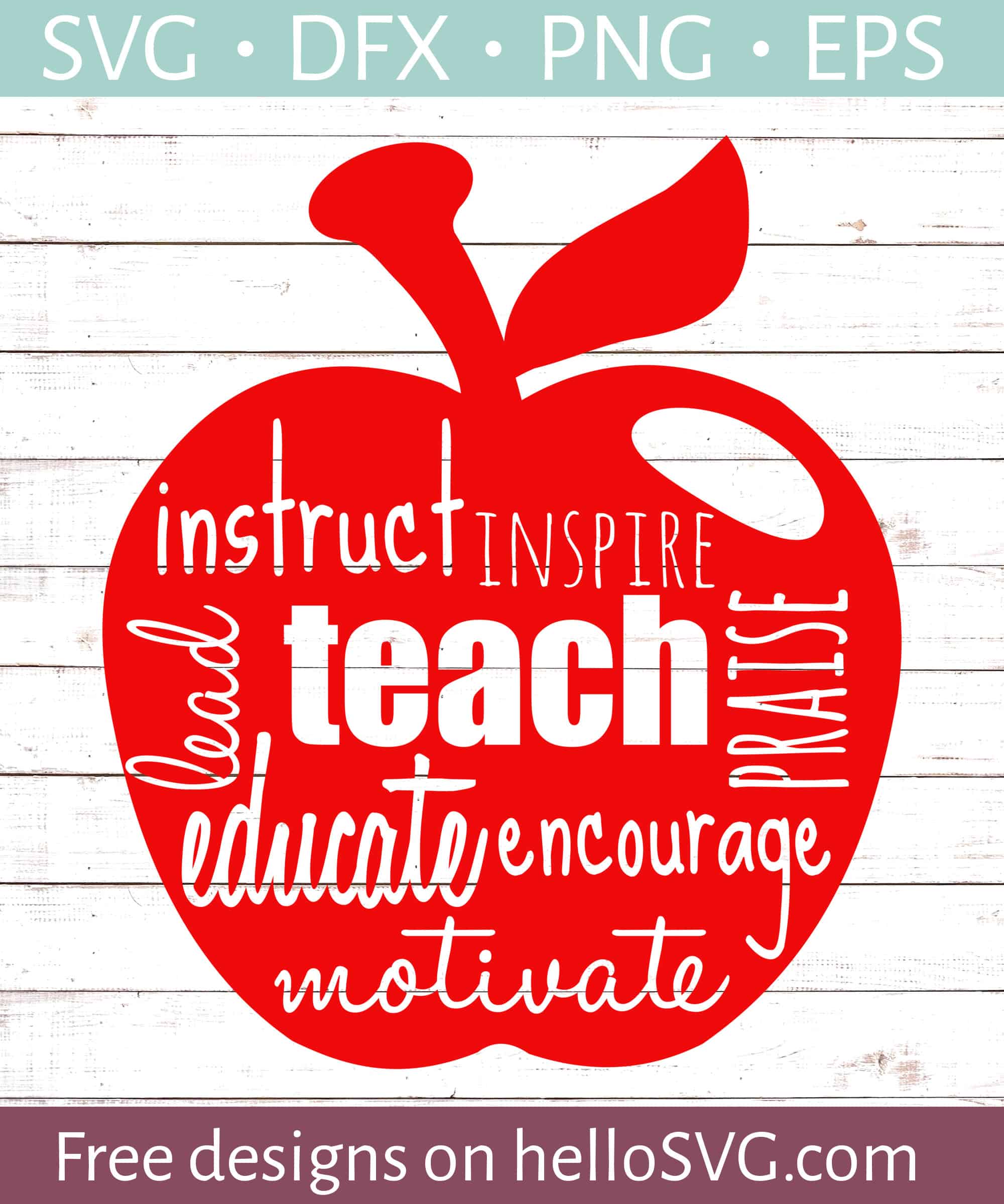 Download Apple Teacher Svg Teach Love Inspire SVG Teacher Cut File ...